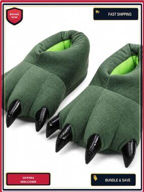 Unisex Animal Paw Slippers Plush Winter Non-Slip Cosplay